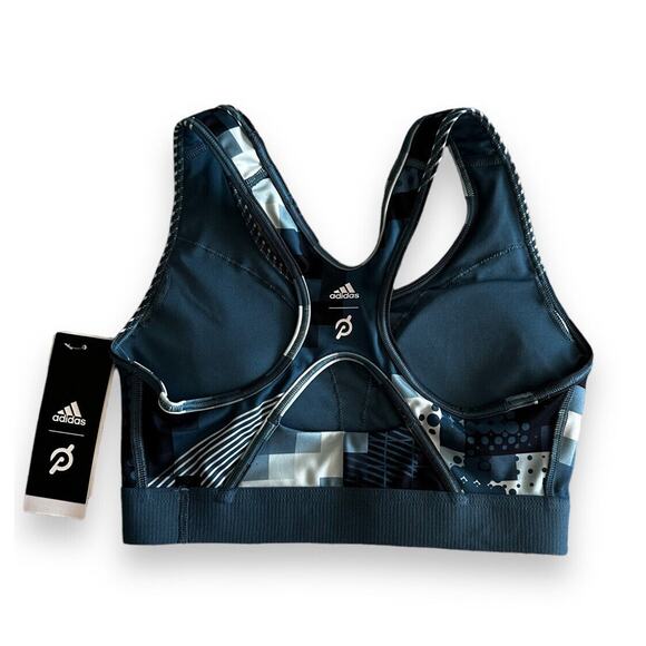 New Peloton Adidas BT H.RDY Sports Medium Support Bra Blue Print Racerback Small - Picture 2 of 5